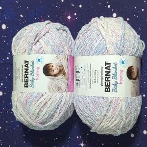 2 Brand New Skeins Bernat Baby Blanket Frosting Yarn LILAC LOUNGE SMOKE FREE